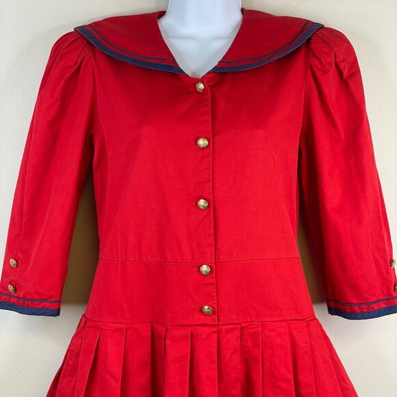 Vintage Sailor PinUp Dress 10 Petite Nautical Peplum Theater Costume Cosplay - Picture 3 of 12